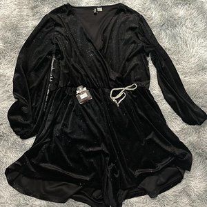 Black Shimmery Short Romper Dress